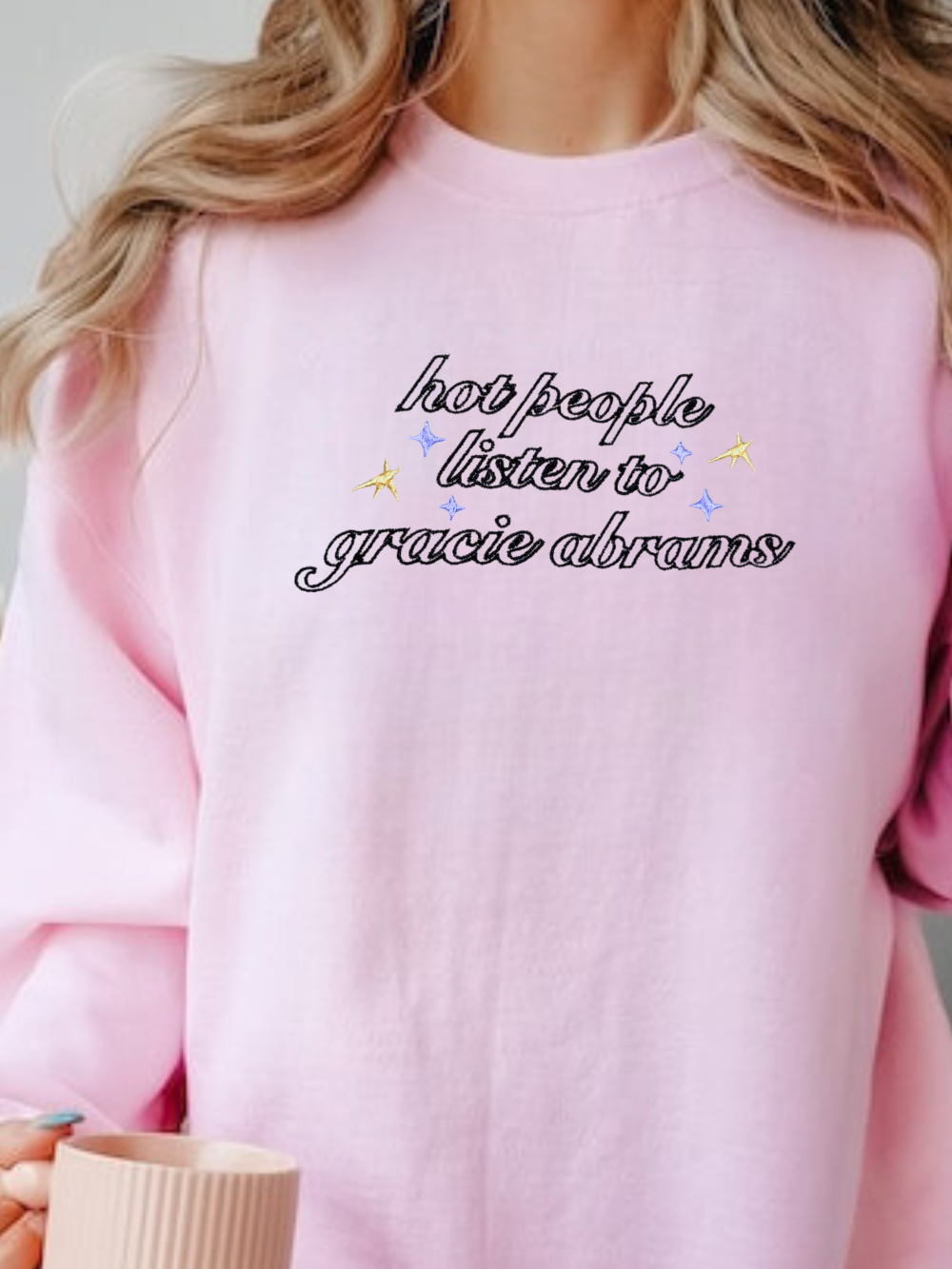 Hot people listen to Grace Abrams, embroidered Crewneck Sweatshirt