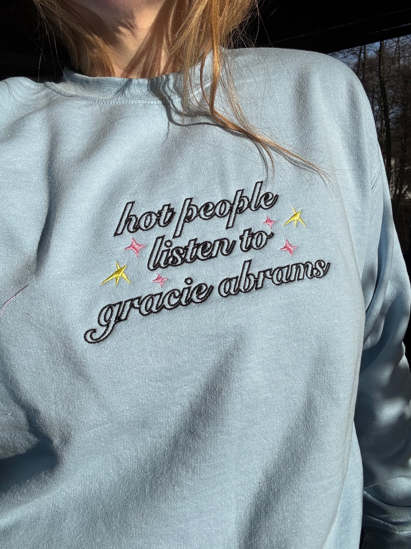 Hot people listen to Grace Abrams, embroidered Crewneck Sweatshirt