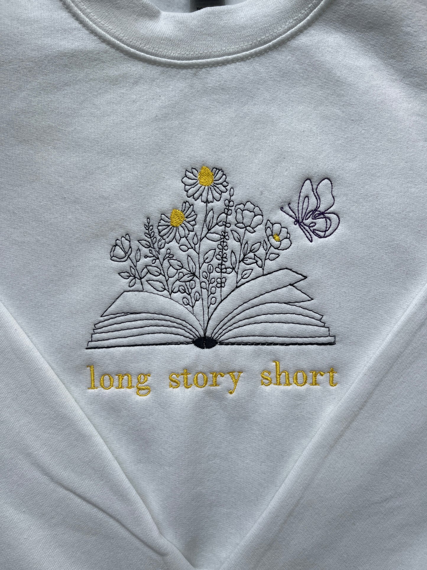 EMBROIDERED long story short, evermore, the eras tour, Crewneck