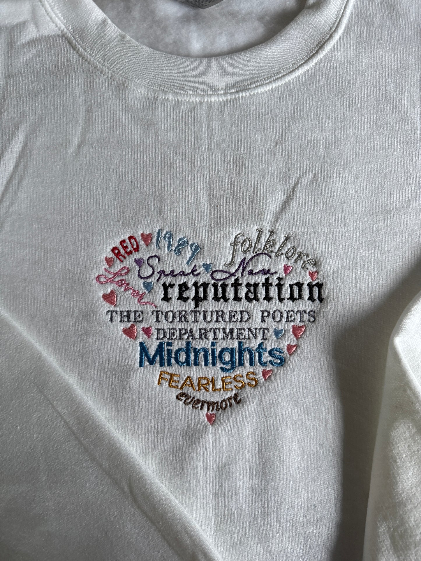 Taylor Swift Albums, EMBROIDERED , Crewneck Sweatshirt