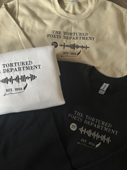 The Tortured Poets Department, Spotify Song Code, EMBROIDERED , Crewneck Sweatshirt