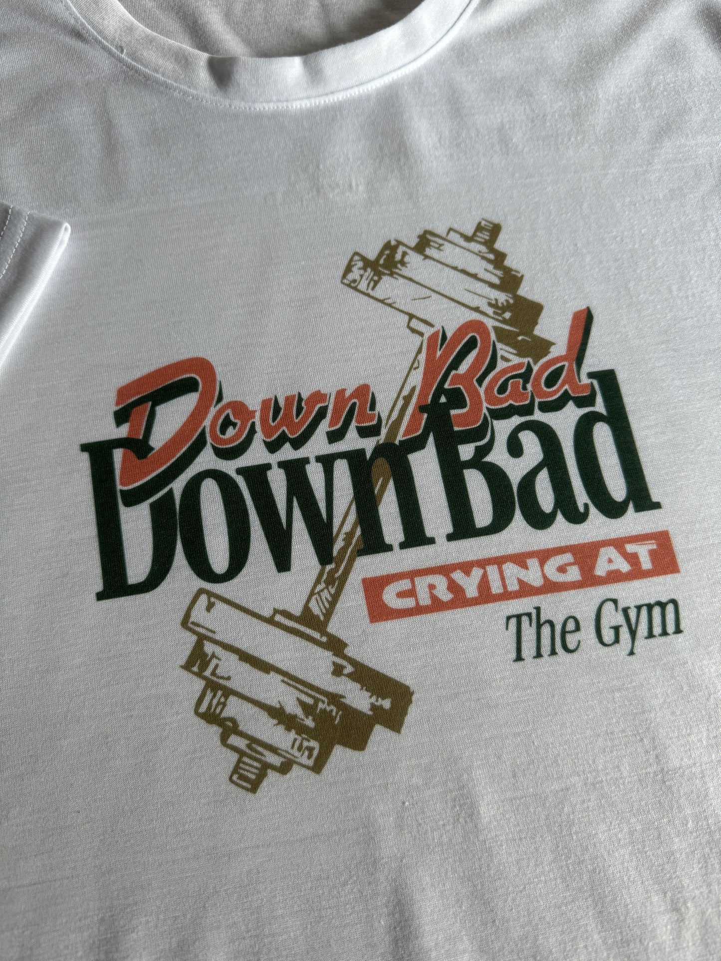 Down Bad crying at the gym, sublimated t-shirt