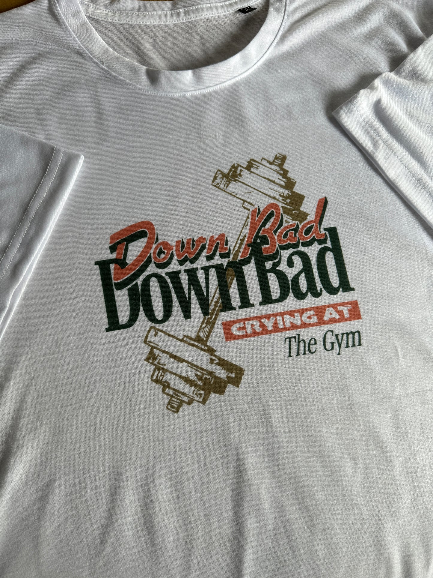 Down Bad crying at the gym, sublimated t-shirt