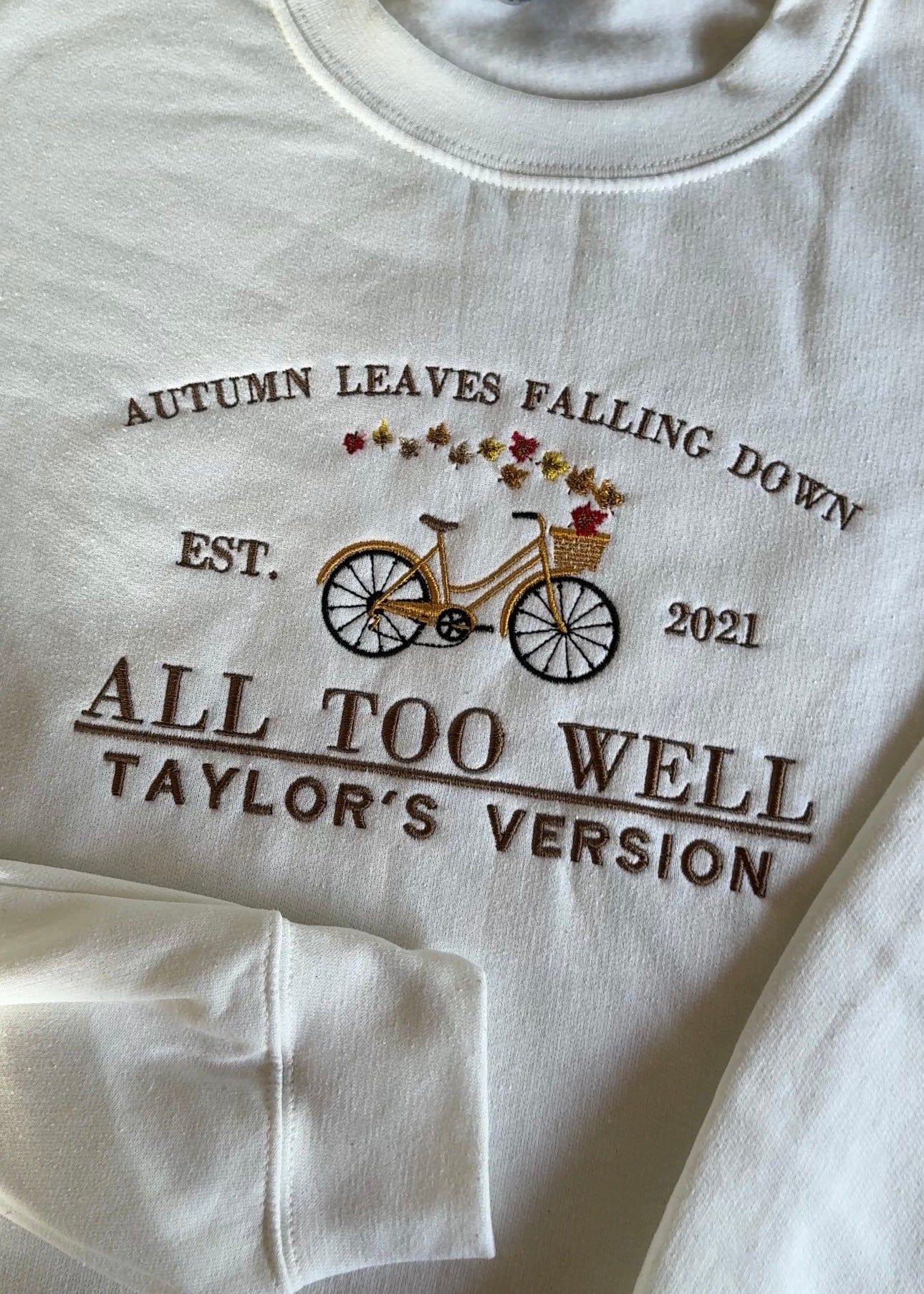 All too well, autumn leaves falling down, eras tour, autumn, EMBROIDERED , Crewneck Sweatshirt