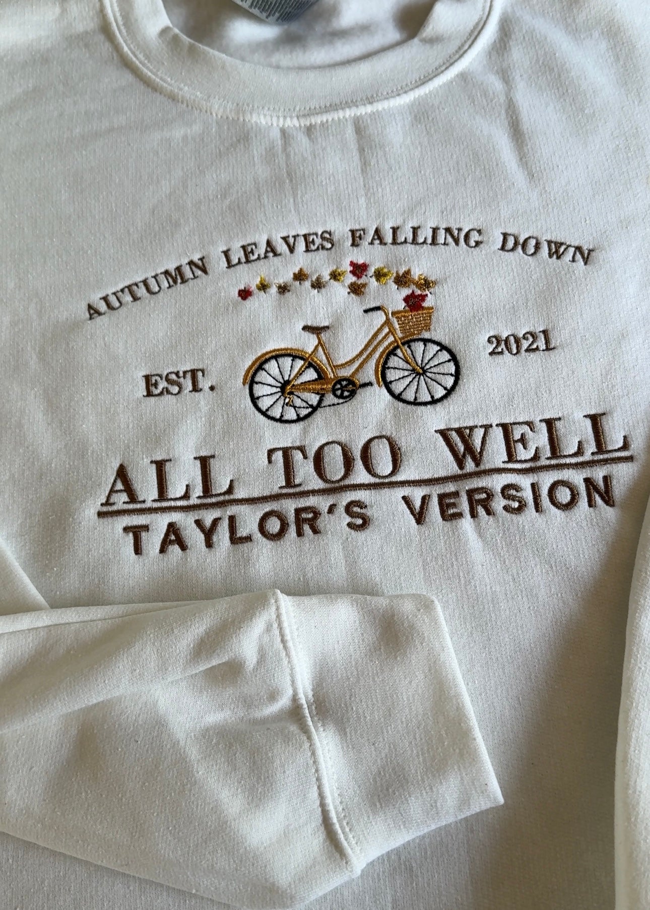 All too well, autumn leaves falling down, eras tour, autumn, EMBROIDERED , Crewneck Sweatshirt