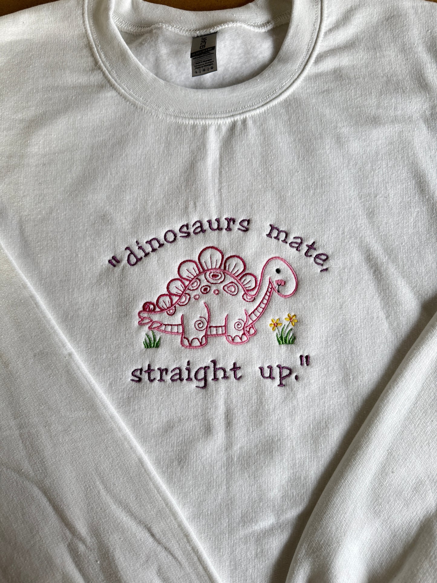 "Dinosaurs mate, straight up." One Direction Embroidered Crewneck Sweatshirt