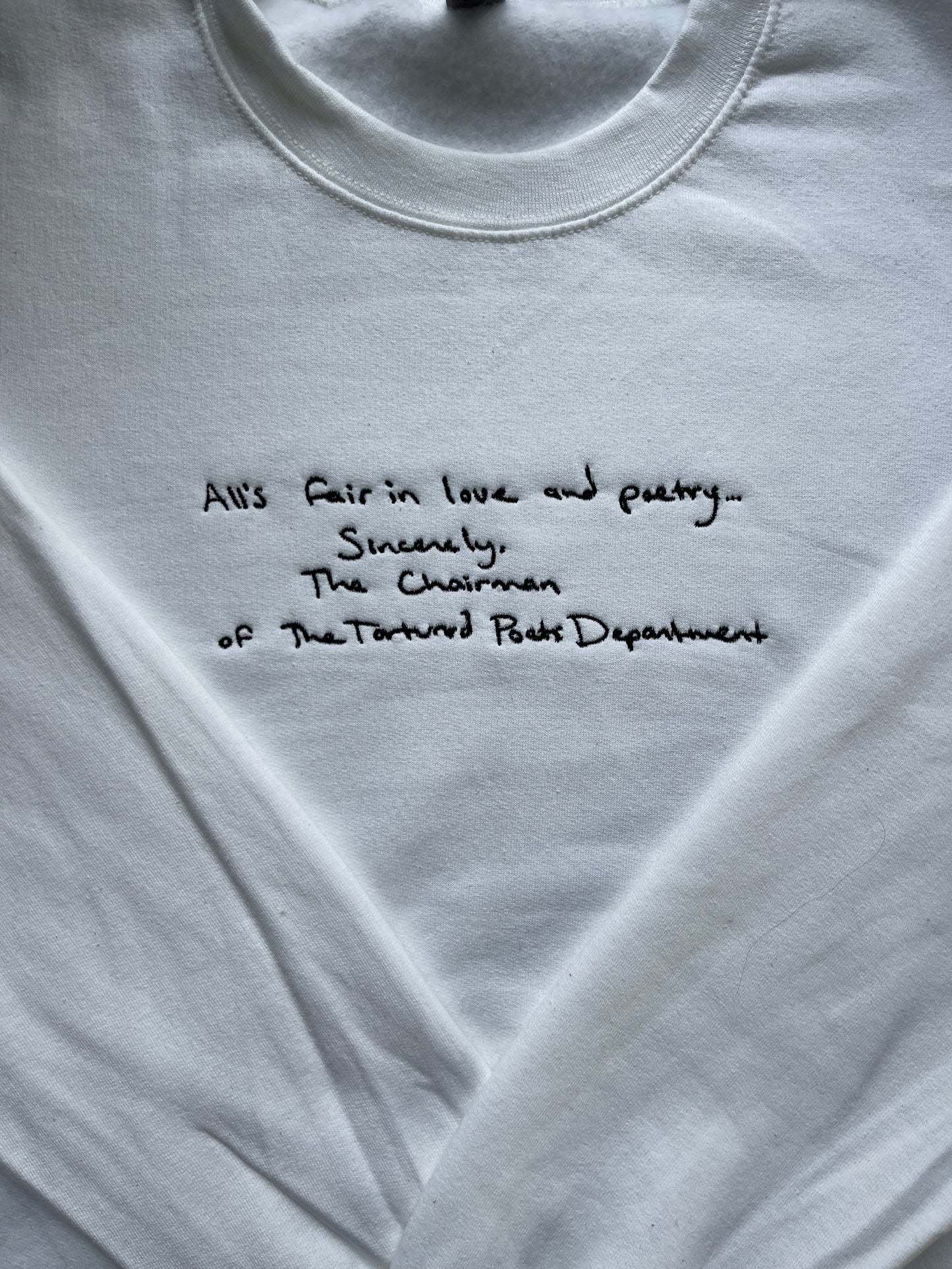 All's Fair in Love and Poetry, The Tortured Poets Department, EMBROIDERED , Crewneck Sweatshirt