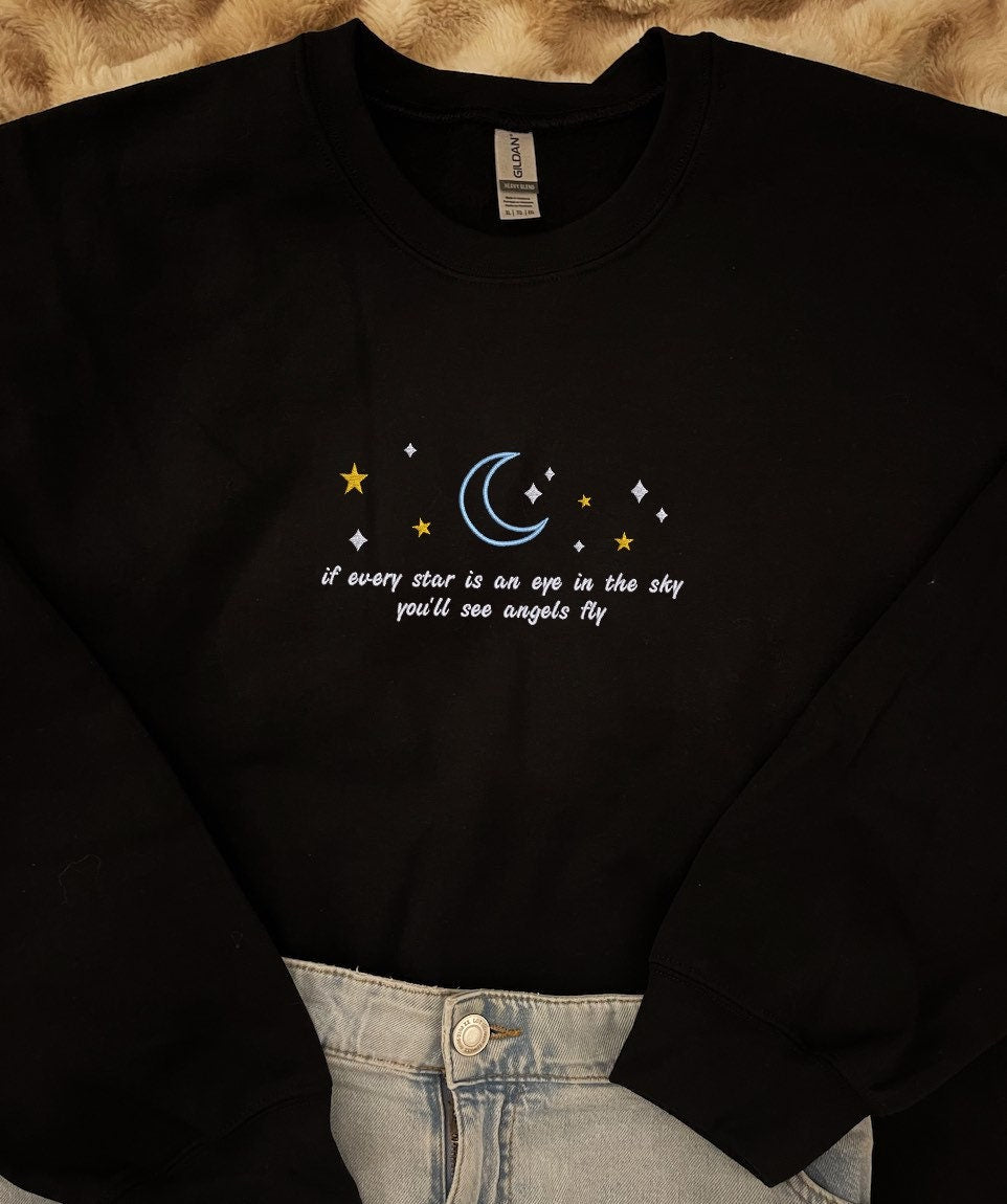 EMBROIDERED , Angels fly , Louis Tomlinson , faith in the future , Embroidered , Crewneck , Sweatshirt