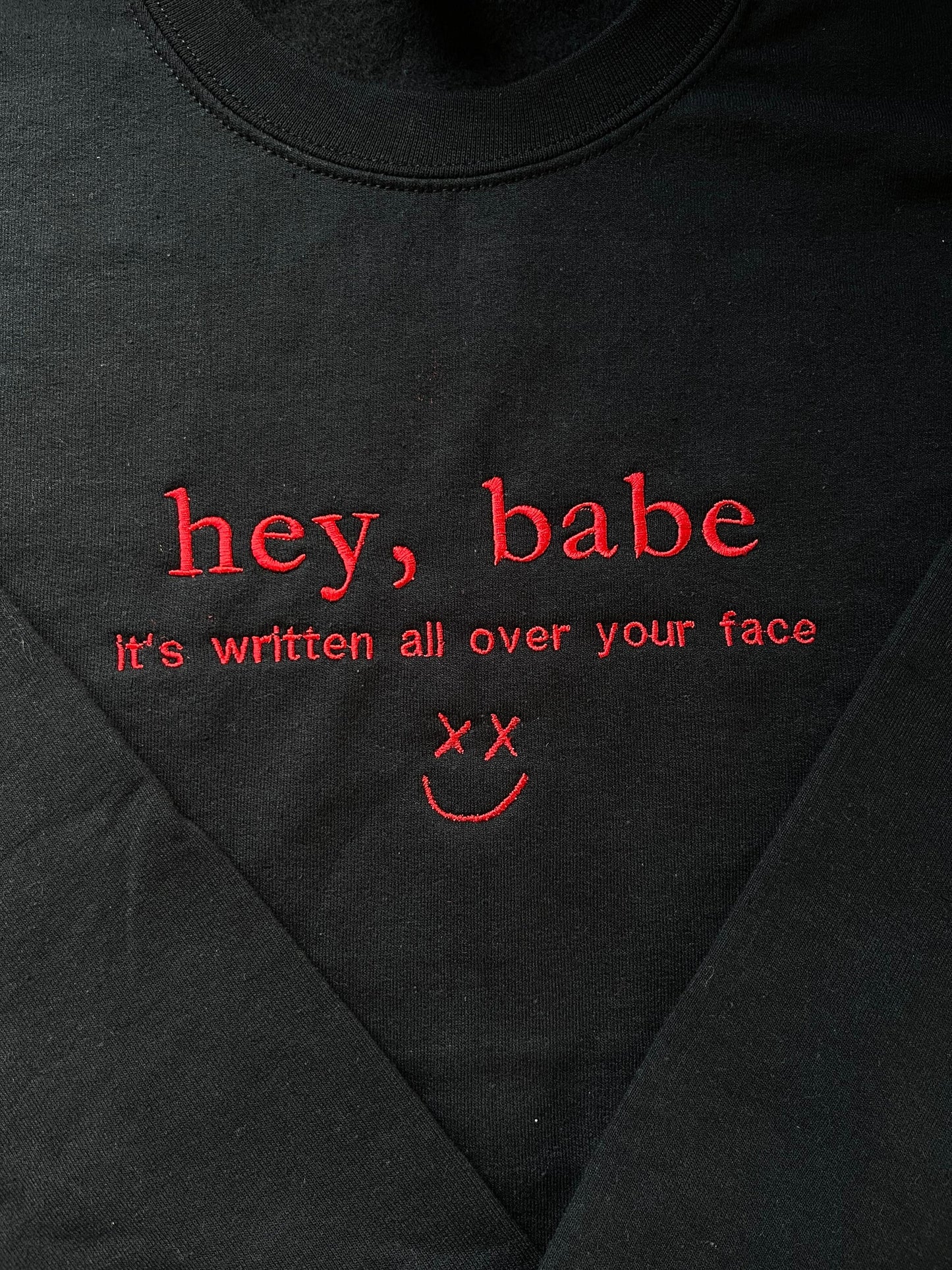 HEY BABE it’s written all over your face , Louis Tomlinson , Embroidered , Crewneck , Sweatshirt