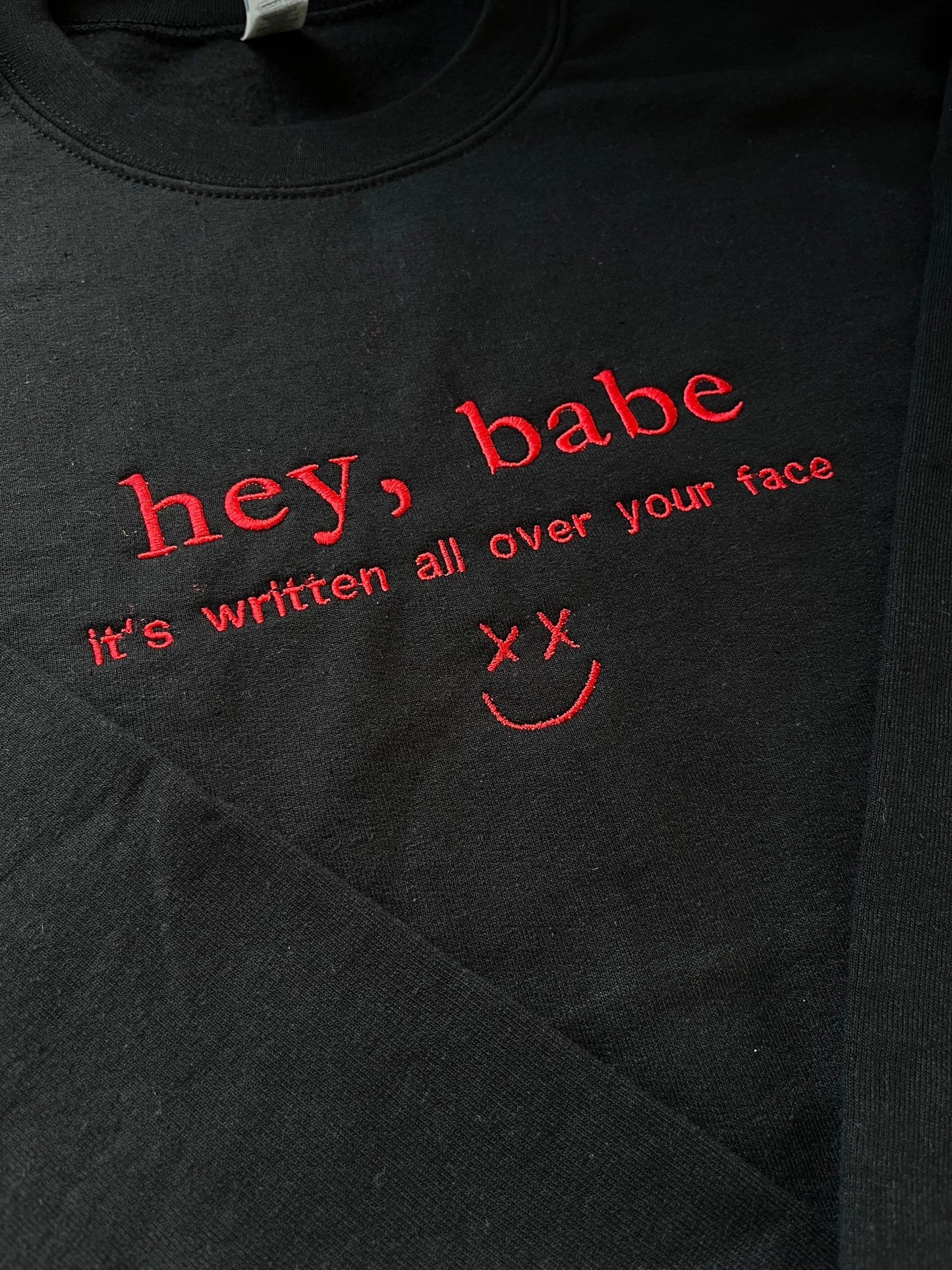 HEY BABE it’s written all over your face , Louis Tomlinson , Embroidered , Crewneck , Sweatshirt