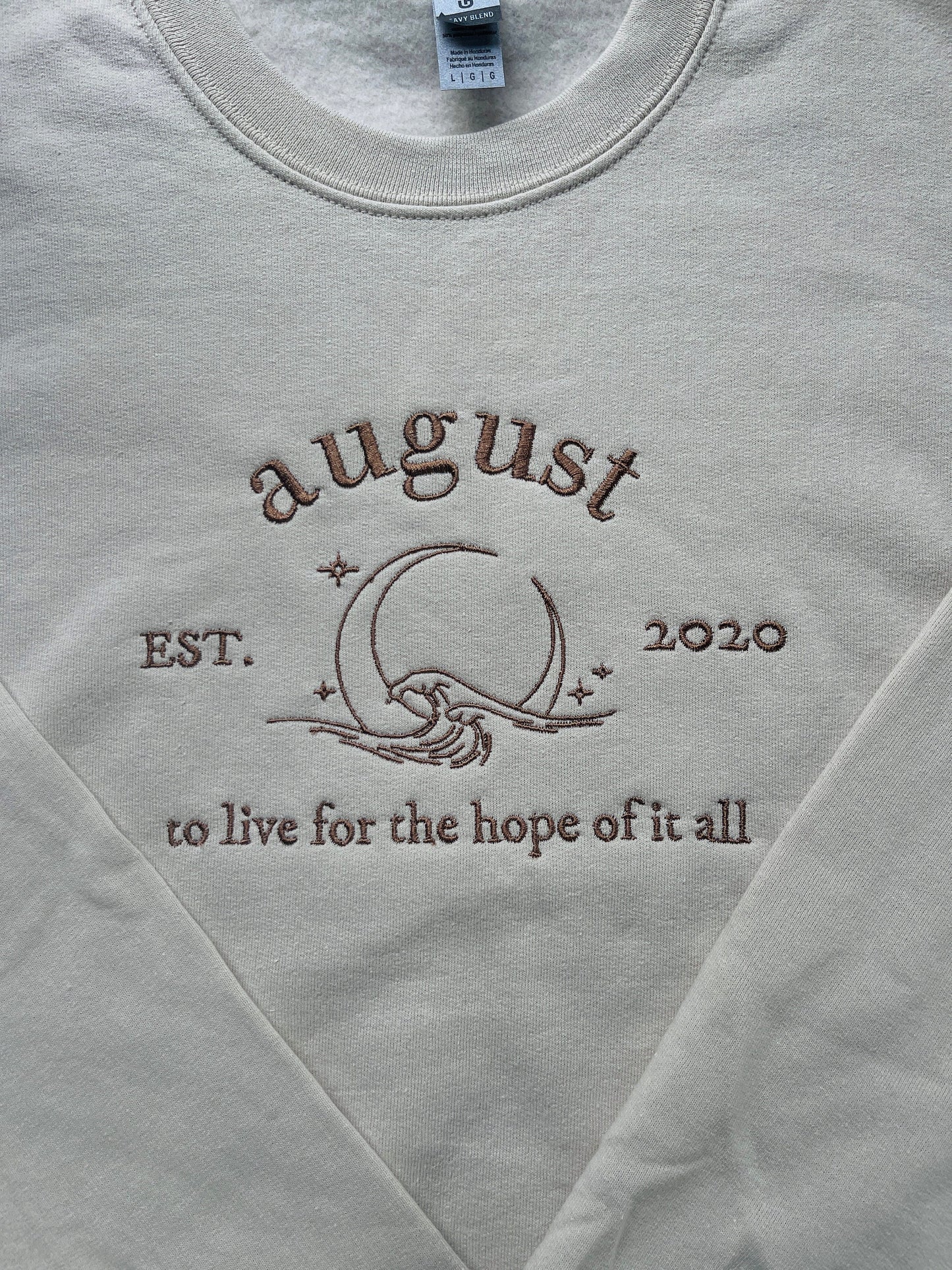 August, folklore, eras tour , EMBROIDERED , Crewneck Sweatshirt