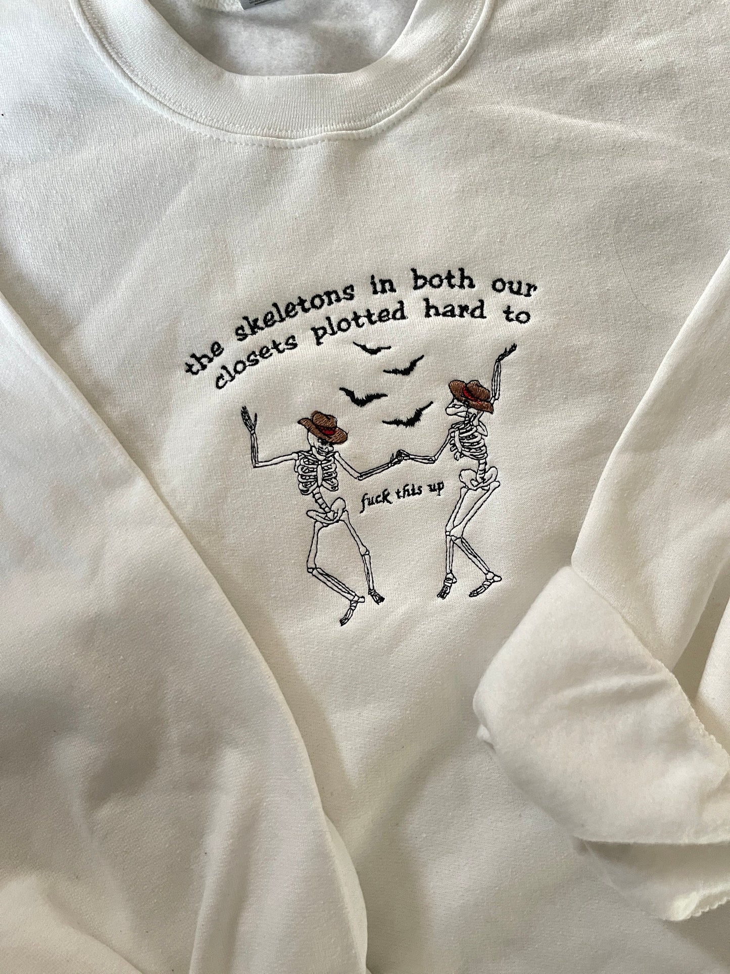 cowboy like me, skeletons in both our closets, halloween, swiftie crewneck