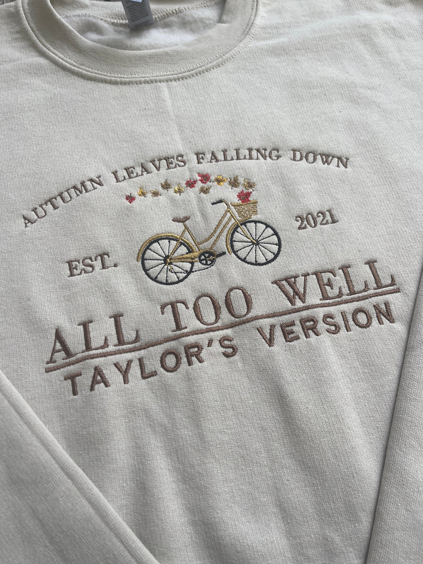 All too well, autumn leaves falling down, eras tour, autumn, EMBROIDERED , Crewneck Sweatshirt