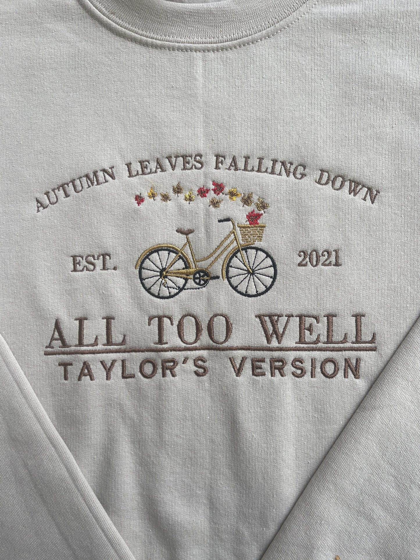 All too well, autumn leaves falling down, eras tour, autumn, EMBROIDERED , Crewneck Sweatshirt