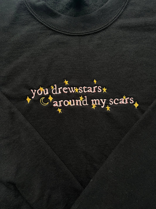 cardigan, you drew stars around my scars, the eras tour, EMBROIDERED Crewneck Sweatshirt